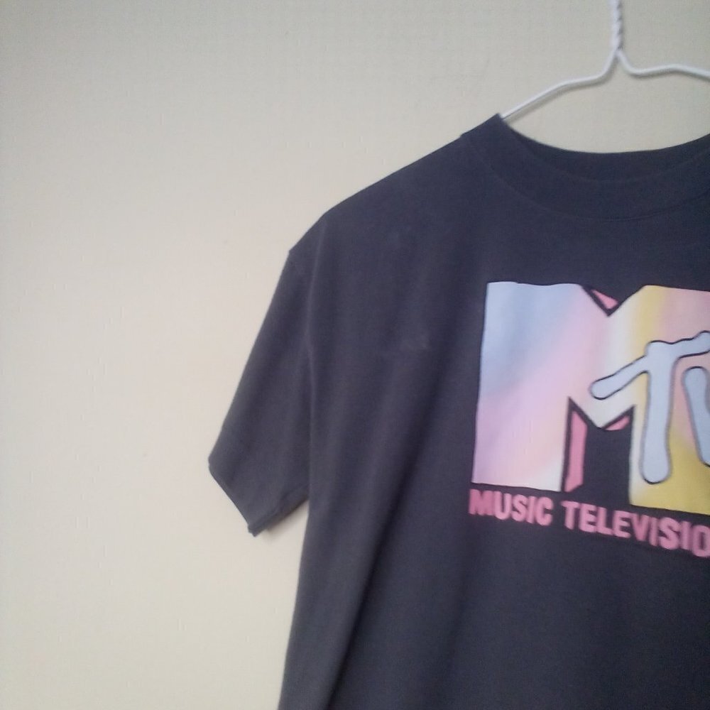 Gap Teen Cropped Shirt Juniors L Short Sleeve MTV Logo Gray - Picture 5 of 13